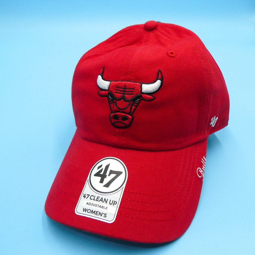 '47 Brand Cap Womens Adjustable Clean Up Chicago Bulls Red Cotton Hat NBA - Picture 2 of 7